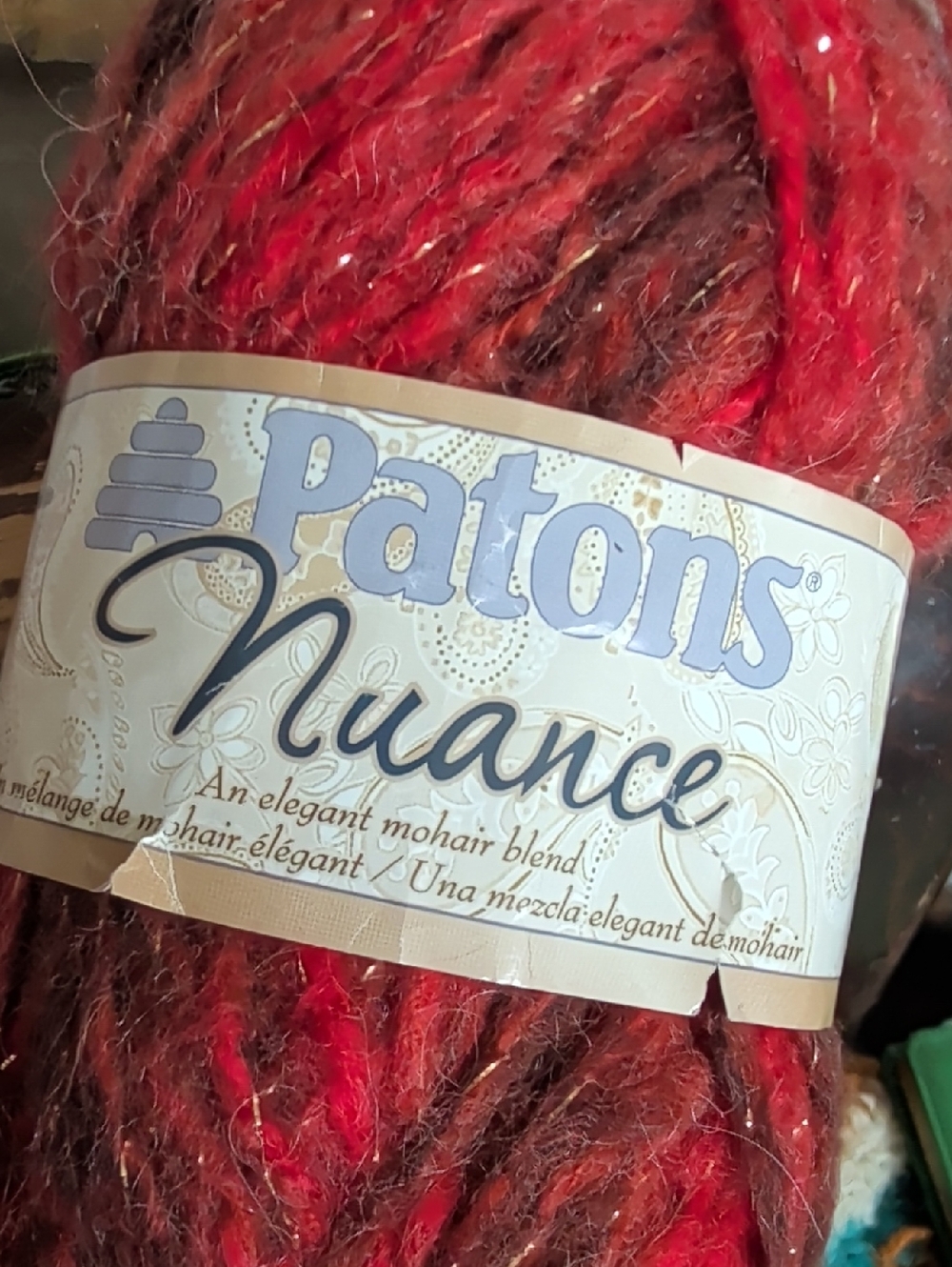 1 Skein Patons Nuance Mohair Blend Yarn - Color Canyon - 89 yds.